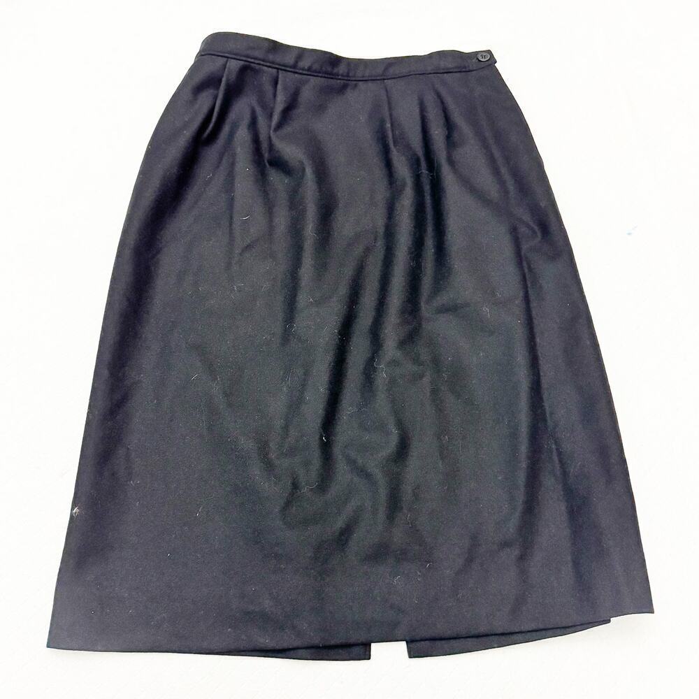 Pendleton Black Pencil Skirt 100% Virgin Wool Straight Pockets Size 14 Petite